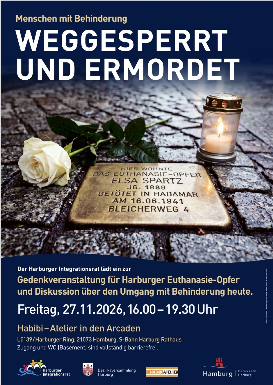 Plakat zur Gedenkveranstaltung Weggesperrt und ermordet am 27. November 2026